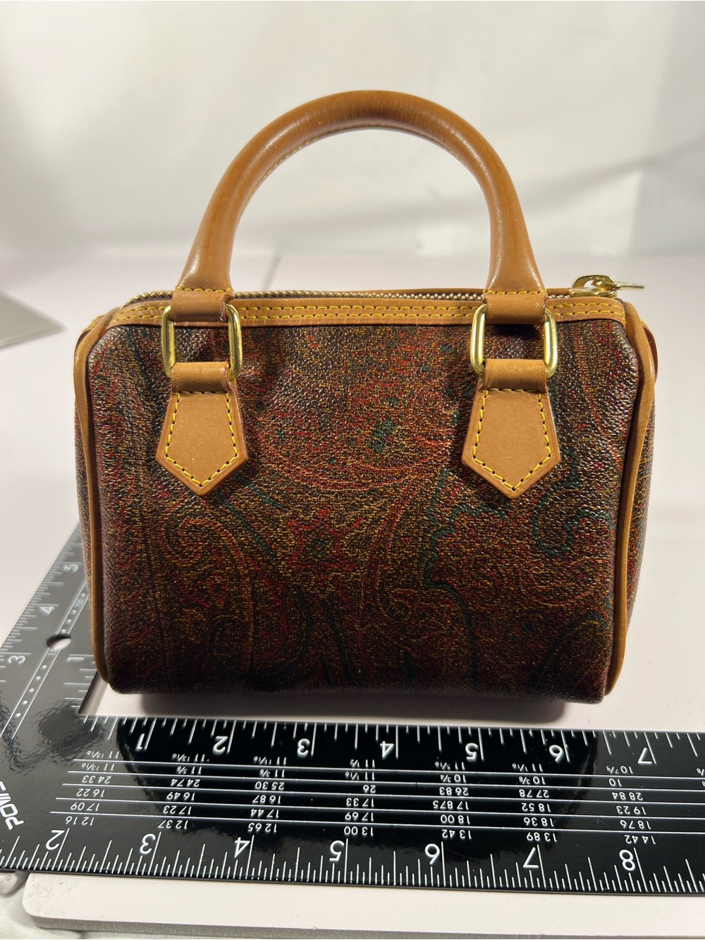 3086: Vintage Etro Paisley Mini Barrel Bag Italy 1996 Rare - Picture 14 of 16